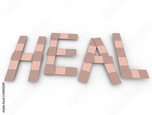 Illustration: Heal Word Bandage Words Treat Injury Heal Word Bandage Words Treat Injury