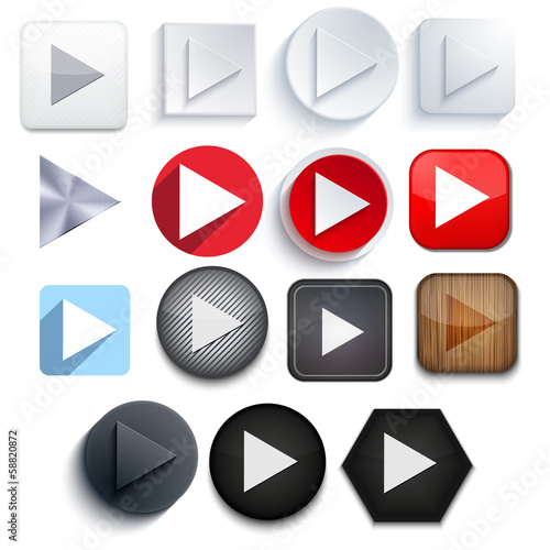 Vector: Vector play icon set on white background. Eps10 Vector play icon set on white background. Eps10