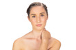 Cute natural model suffering from painful neck Cute natural model suffering from painful neck