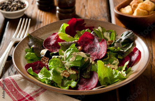 Photo: winter salad with beets and toasted pecan nuts. winter salad with beets and toasted pecan nuts.
