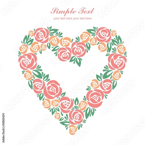 Illustration: Floral heart card Floral heart card