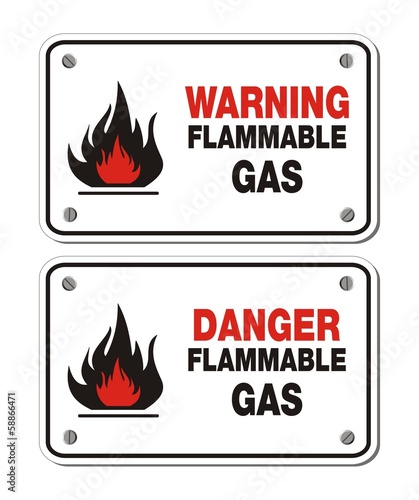 Vector: rectangle signs - warning and danger flammable gas rectangle signs - warning and danger flammable gas
