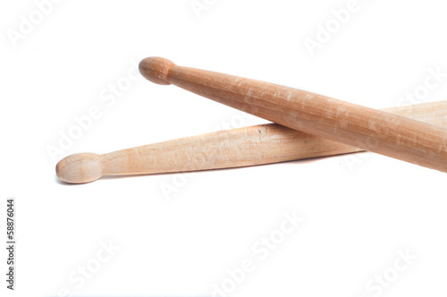 Photo: Chipped drumstick on white background Chipped drumstick on white background
