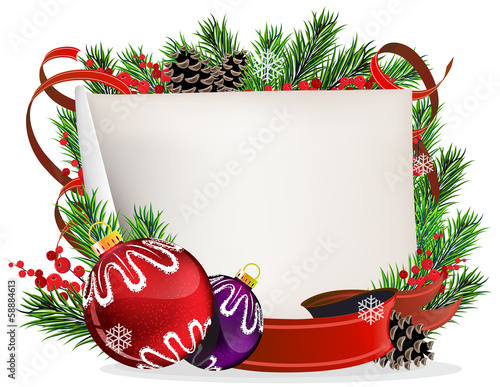 Vector: Christmas wreath with baubles and ribbons Christmas wreath with baubles and ribbons