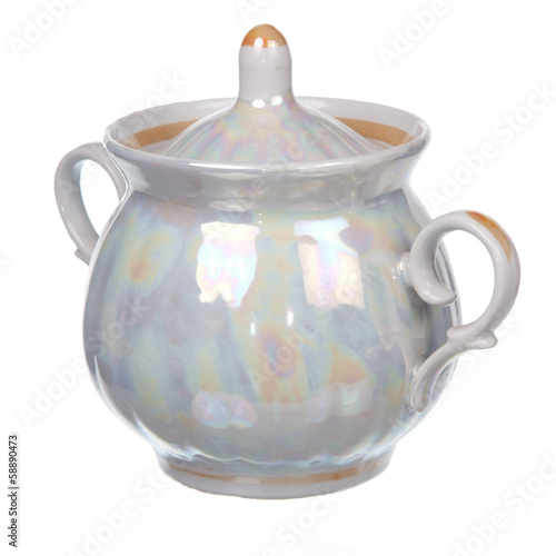 Photo: classic sugar bowl isolated on white background classic sugar bowl isolated on white background