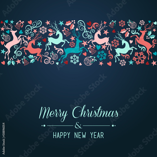 Vector: Merry Christmas and Happy New Year greeting card Merry Christmas and Happy New Year greeting card