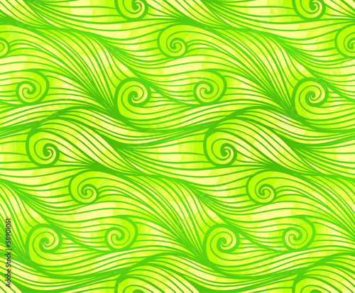 Vector: Green curled vector waves seamless pattern Green curled vector waves seamless pattern