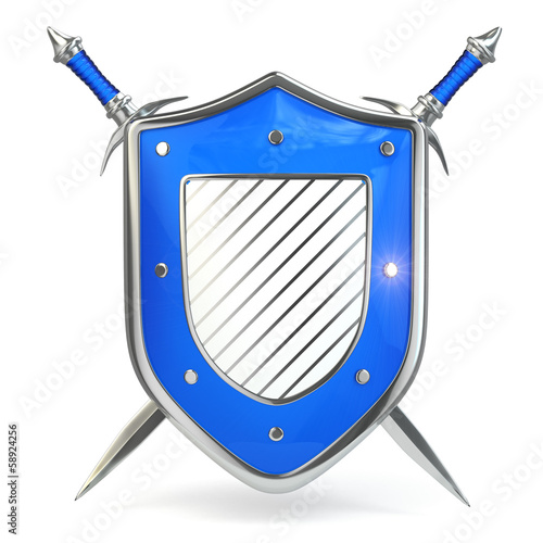 Illustration: Shield and sword. Security concept. 3d Shield and sword. Security concept. 3d
