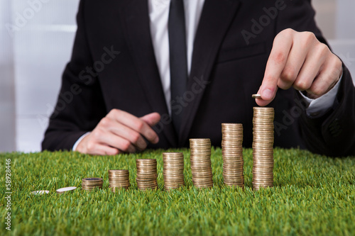 Photo: Businessman Arranging Coins Businessman Arranging Coins