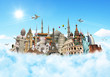 Travel the world monuments clouds concept Travel the world monuments clouds concept