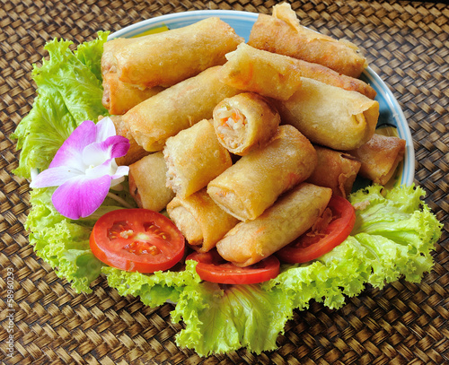 Photo: Fried Chinese Traditional Spring rolls food Fried Chinese Traditional Spring rolls food