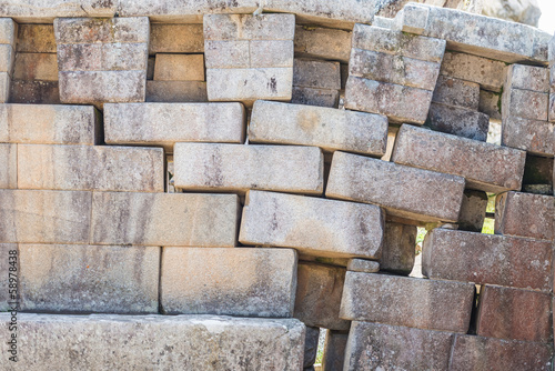 Photo: erosion main temple wall Machu Picchu ruins peruvian Andes Cuzc erosion main temple wall Machu Picchu ruins peruvian Andes Cuzc