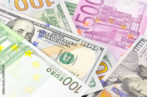 Photo: Cash money of USA and EU Cash money of USA and EU