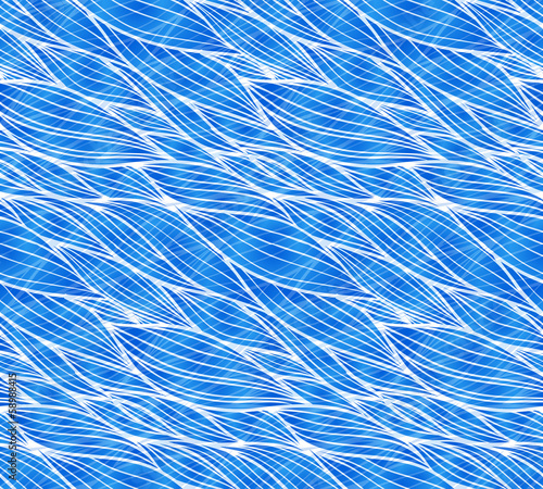 Vector: Blue doodle waves vector seamless pattern Blue doodle waves vector seamless pattern