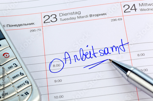Photo: Eintrag im Kalender: Arbeitsamt Eintrag im Kalender: Arbeitsamt