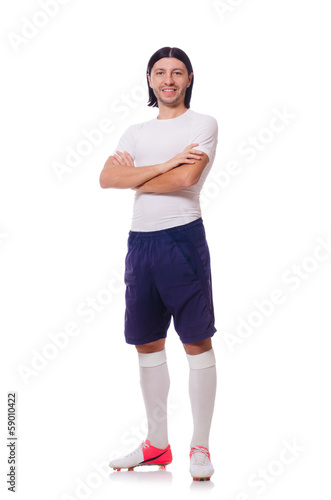 Photo: Young football player isolated on white Young football player isolated on white