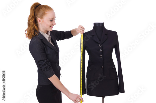 Photo: Young tailor isolated on white background Young tailor isolated on white background