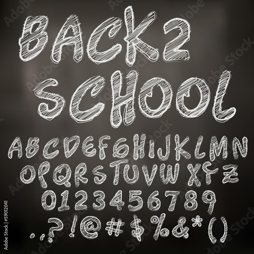 Vector: Abstract vector illustration of chalk sketched letters Abstract vector illustration of chalk sketched letters