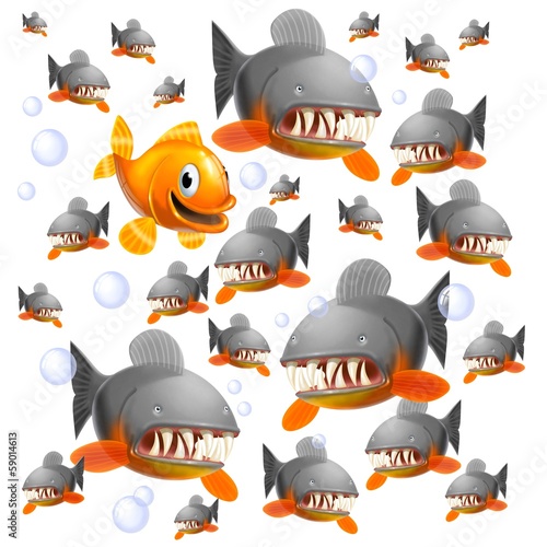 Illustration: piranha piranha