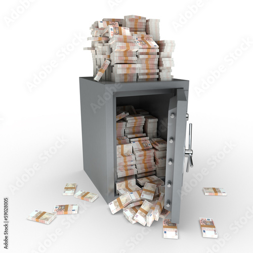 Illustration: Safe full of 50 Euro notes Safe full of 50 Euro notes
