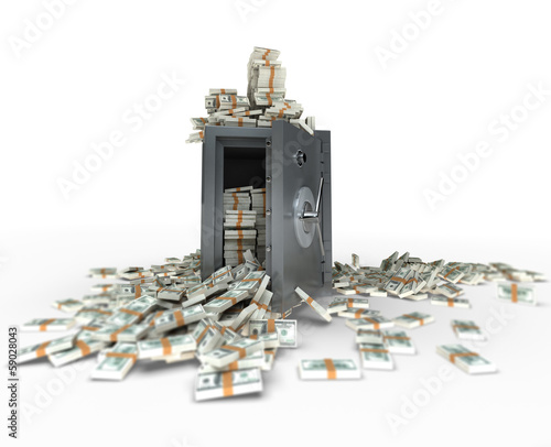 Illustration: Safe full of 100 dollar notes Safe full of 100 dollar notes