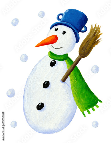 Illustration: Snowman with broom Snowman with broom
