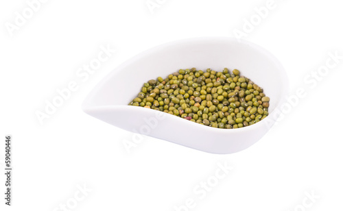 Photo: Mung beans in a white ceramic bowl Mung beans in a white ceramic bowl