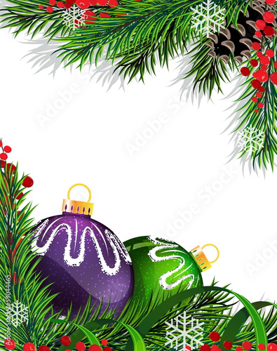 Vector: Christmas tree decorations with green ribbon Christmas tree decorations with green ribbon