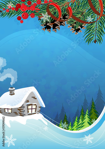 Vector: Rural winter landscape Rural winter landscape