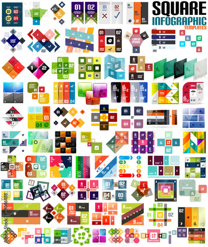 Vector: Big set of infographic modern templates - squares Big set of infographic modern templates - squares