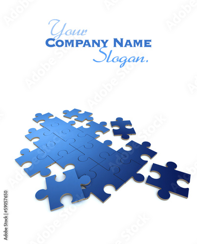 Illustration: Blue puzzle in white background Blue puzzle in white background
