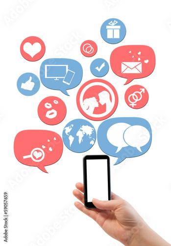 Photo: Online dating site template on smartphone with icons Online dating site template on smartphone with icons