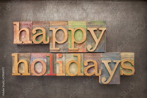 Photo: happy holidays in wood type happy holidays in wood type