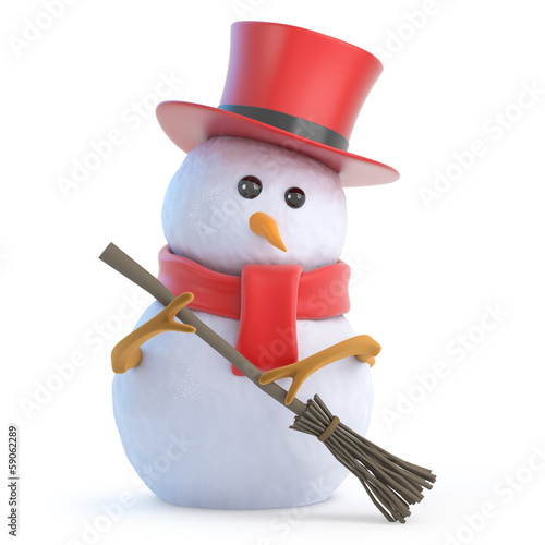 Illustration: Snowman top hat sweeps up the mess Snowman top hat sweeps up the mess