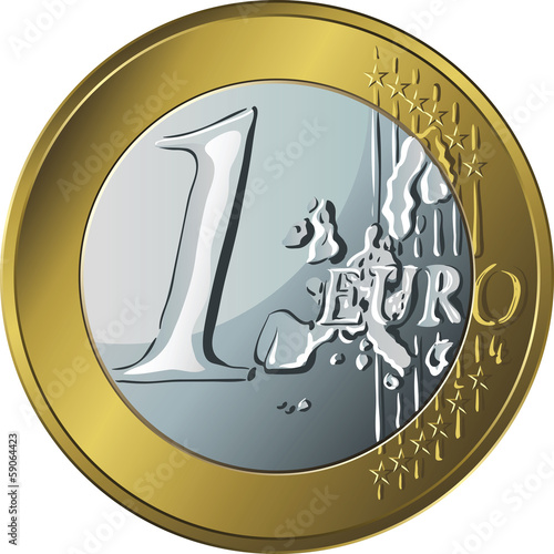 Vector: vector money gold coin one euro vector money gold coin one euro