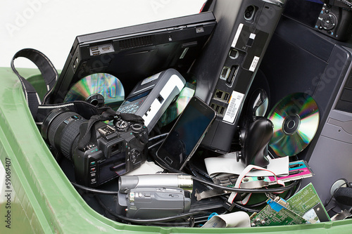 Photo: Electronics in dustbin Electronics in dustbin