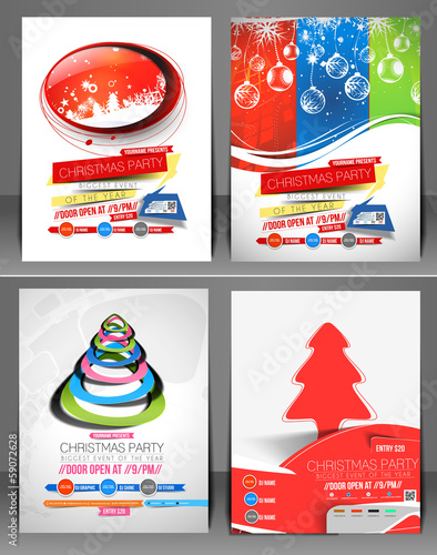 Vector: Set of Christmas Party Flyer Set of Christmas Party Flyer