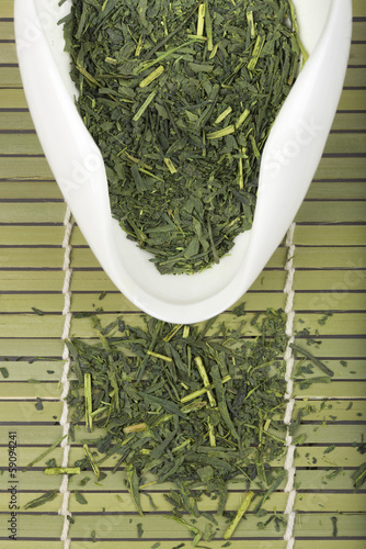 Photo: Set of green tea for tea ceremony. Set of green tea for tea ceremony.