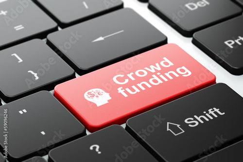 Illustration: Finance concept: Head With Finance Symbol and Crowd Funding Finance concept: Head With Finance Symbol and Crowd Funding