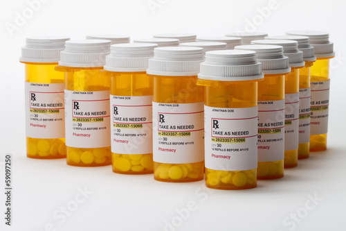 Photo: Group of prescription bottles, horizontal Group of prescription bottles, horizontal
