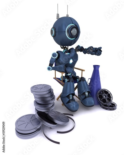 Illustration: Android in directors chair with megaphone Android in directors chair with megaphone