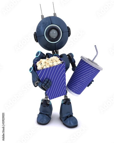 Illustration: Android with popcorn and soda Android with popcorn and soda