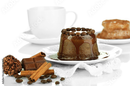 Photo: Yummy chocolate cake close-up Yummy chocolate cake close-up