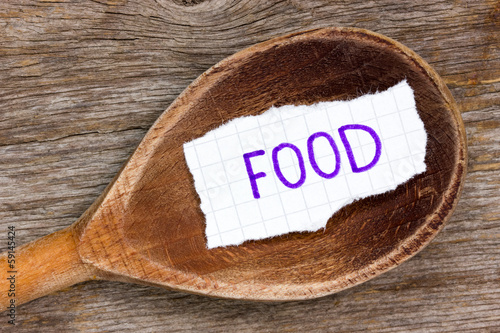 Photo: Wooden spoon with word FOOD Wooden spoon with word FOOD
