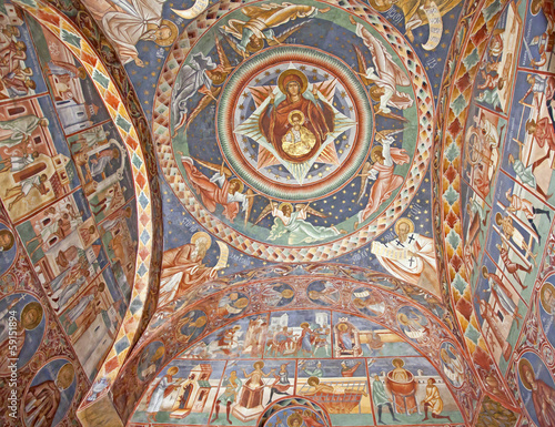 Photo: Voronet Church fresco inside, Romania Voronet Church fresco inside, Romania