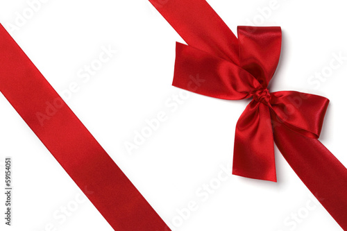 Photo: Red ribbon with bow on white Red ribbon with bow on white