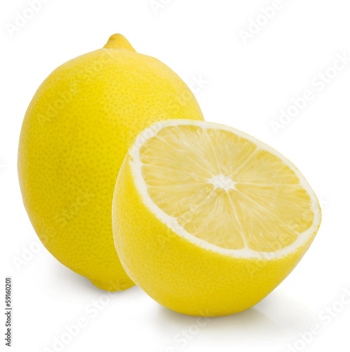 Photo: Ripe lemons. Isolated on white background Ripe lemons. Isolated on white background