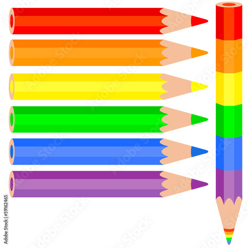 Vector: Set of colored pencil, a rainbow pencil near, vector illustratio Set of colored pencil, a rainbow pencil near, vector illustratio