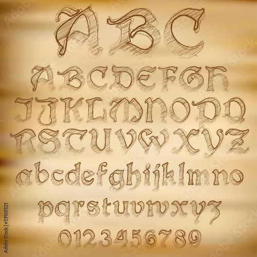 Vector: Vector sketched alphabet Vector sketched alphabet