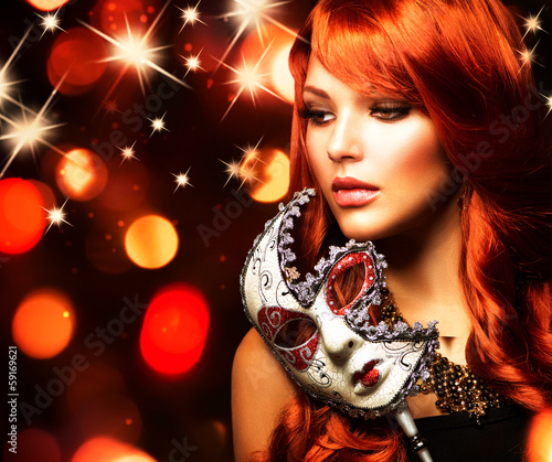 Photo: Beautiful Woman with the Carnival mask Beautiful Woman with the Carnival mask